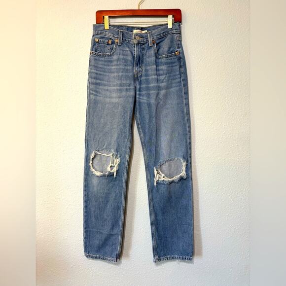 Levi’s Jeans Low Pro Straight Jeans Distressed Knees Breathe Out Wash 26 - Picture 1 of 3